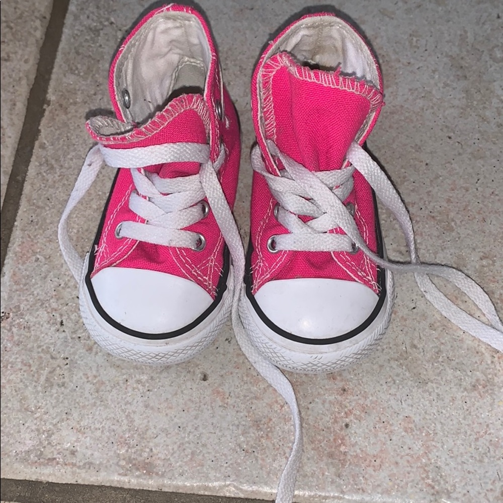 Converse hot pink toddler high tops
